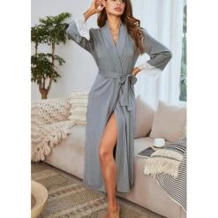 Women's Robes Gown Bathrobes Nighty 1 PCS Print Casual Comfort Everyday Party Home Wedding Party Satin Gift Print Belt Included Winter Fall Wine Gray / Silk / Spa -Deals The Sexy Bra Store zwoxdo1630554289836
