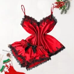 Women's Pajamas Nighty Pjs Sets 2 Pieces Patchwork Ultra Slim Soft Sweet Home Christmas Street Satin Straps Sleeveless Summer Spring Lotus Pink Black