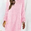 Women's Loungewear Nightgown Nightshirt Dress Pure Color Plush Casual Comfort Home Daily Vacation Flannel Warm Crew Neck Long Sleeve Fall Winter Black White