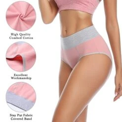 Women's Plus Size Basic Vacation Pure Color Shaping Panty Stretchy High Waist Cotton 5 Pieces Green M -Deals The Sexy Bra Store zzxdna1657170979158